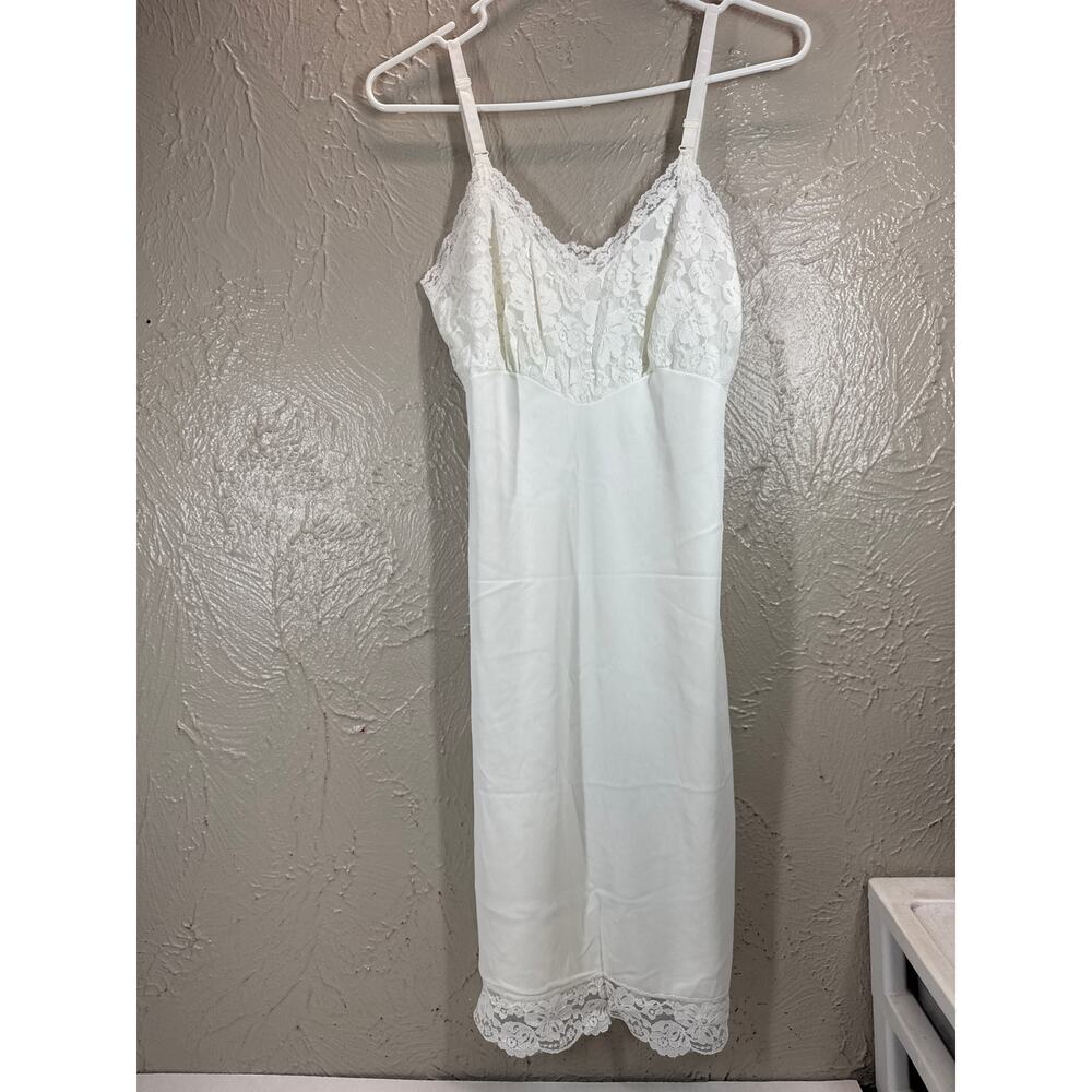 Vintage Val Mode Slip Wonder Val White Lace Bust White Womens Tall Size 34